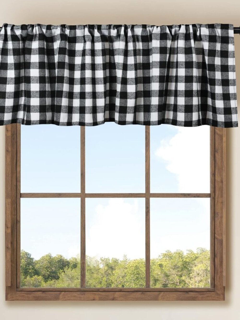 2 Pack Buffalo Check Plaid Window Valances White and Black Farmhouse Design Wind